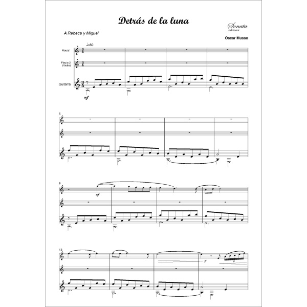 MUSSO, O.: Detrás de la luna (2 Flautas y guitarra) - Imagen 2