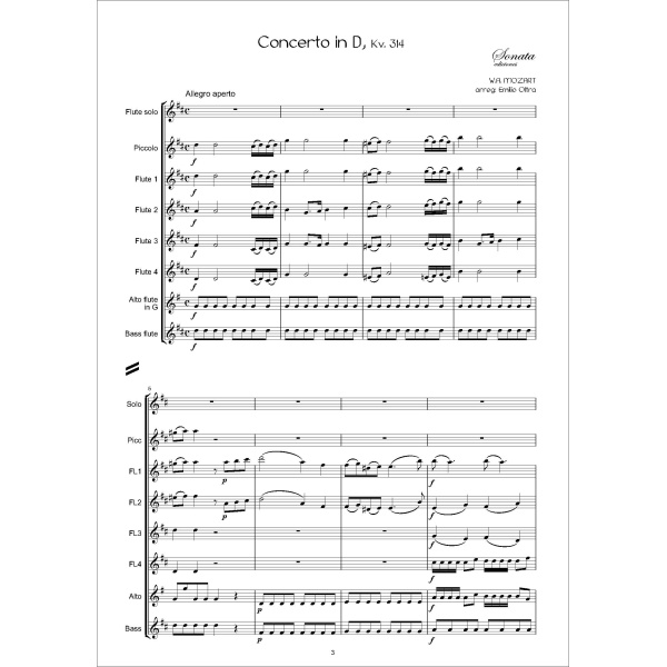MOZART: Concierto en Re M., Kv.314 (Flute solo and Flute choir) - Imagen 2