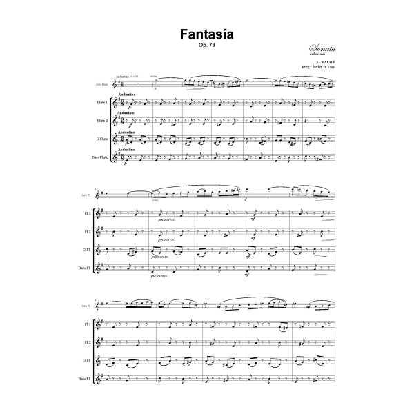 FAURE: Fantasia, Op.79 (Flauta solo y Orquesta de flautas) - Imagen 2