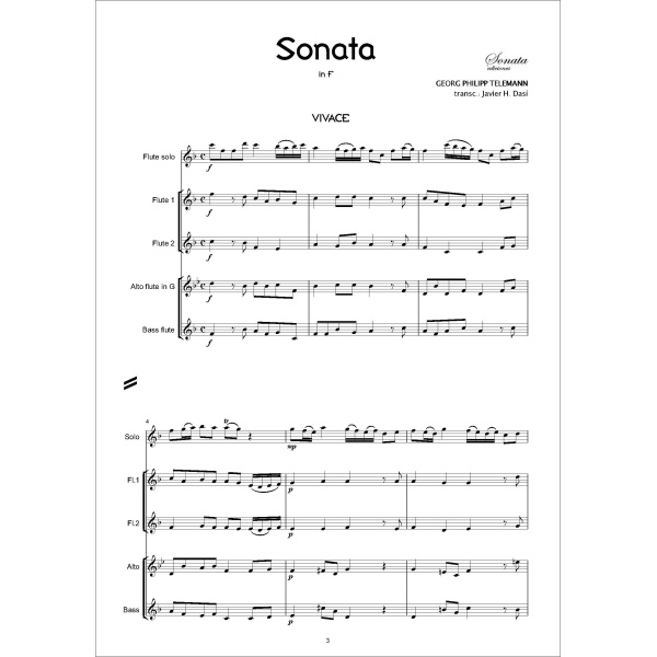 TELEMANN, G.P.: Sonata in F (Flauta solista y Orquesta de flautas) - Imagen 2