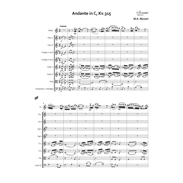 MOZART, W.A.: Andante en Do M., K.315 (Flauta y Orquesta) - Imagen 2