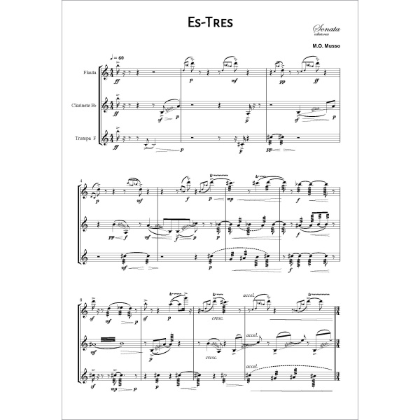 MUSSO, O.: Es-Tres (Flauta, clarinete y trompa) - Imagen 2