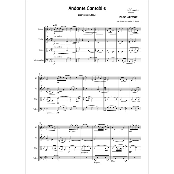 TCHAIKOVSKY: Andante Cantabile (Flauta y Trio de cuerda) - Imagen 2