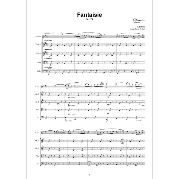 FAURÉ, G.: Fantasia, Op.79 - Flauta solista y Cuarteto de cuerda - Imagen 2