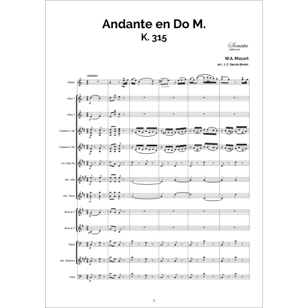 MOZART: Andante en Do M., K.315 (Flauta y Banda) - Imagen 2