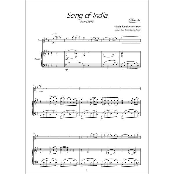 RIMSKY-KORSAKOV: Song of India (Sadko) (Flauta y piano) - Imagen 2